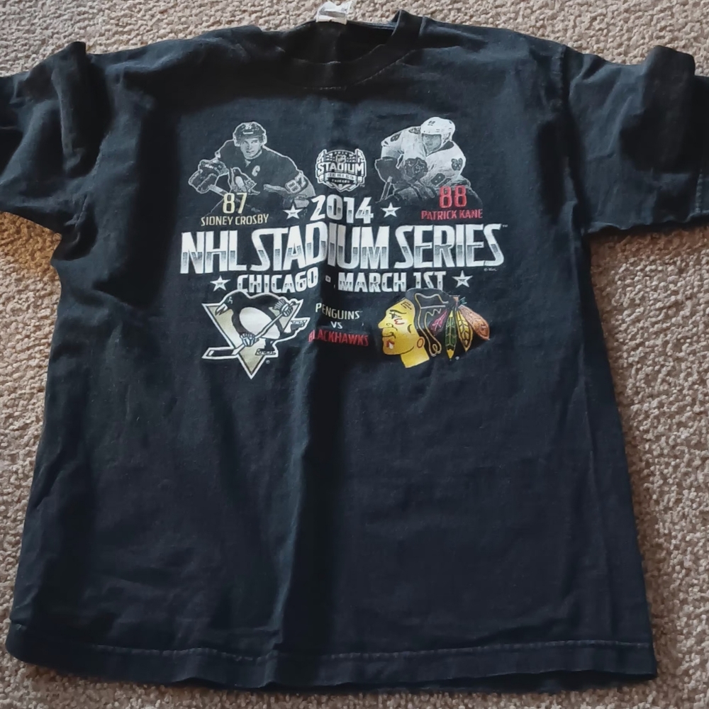 Men NHL Stadium Series t shirt Chicago Blackhawks vs Pittsburgh Penguins